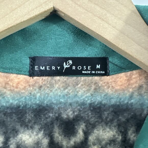 Emery Rose Southwestern Aztec Fleece Button Front Shirt Jacket Size M Cardigan - Picture 3 of 11